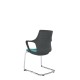 Black Perforated Back Chair With Integrated Arms, Upholstered Seat And Chrome Cantilever Frame